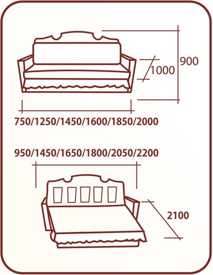 Прямой диван Аккордеон Бук 120 Радуга в Туле - изображение 1